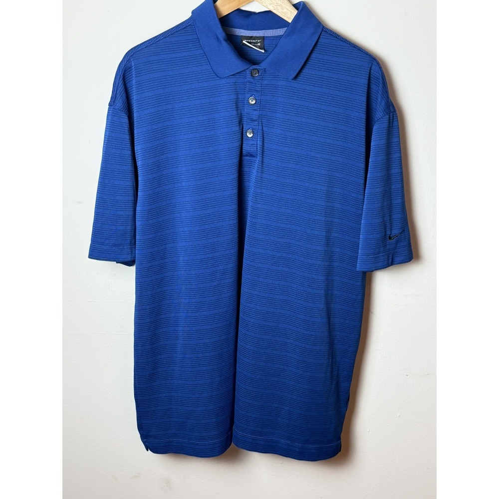 Nike Golf Dri-Fit Sz XL Men's Texture Dark Royal Blue Short Sleeve Polo Shirt